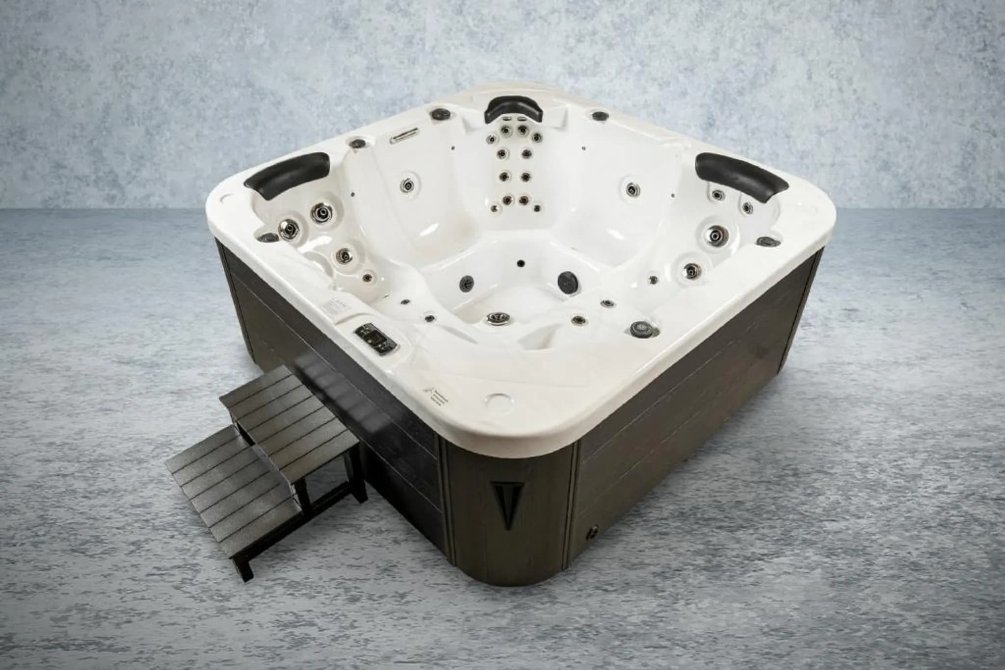 PureHaven American Outdoor-Whirlpool 215x215 cm 5 Personen Rücken- Gesäß- Nacken- & Fußreflexzonenmassage Filtersystem Wasserfall 1650 L