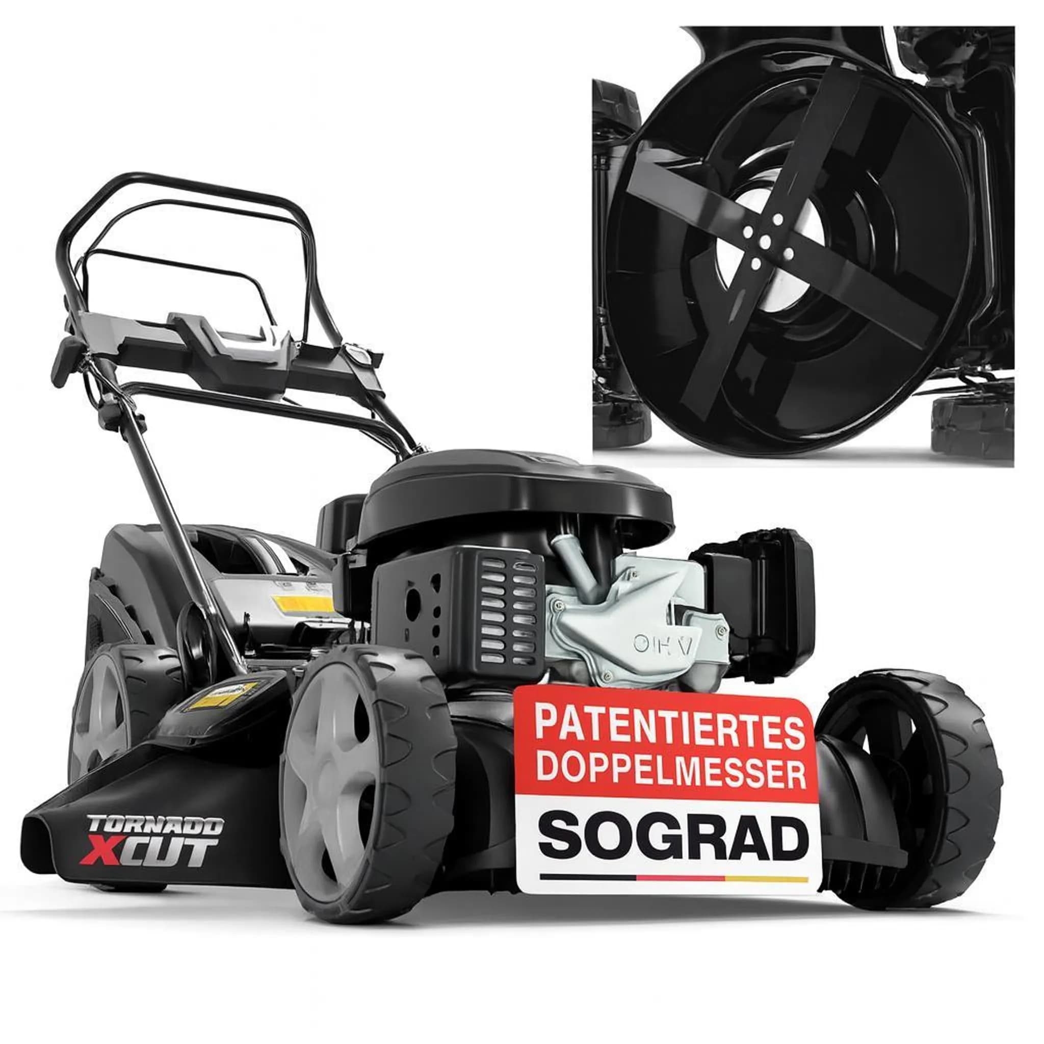 ONBEST Benzin Rasenmäher mit Antrieb TXC-3651 | 51 cm Schnittbreite | 6,5 PS | Doppelmesser | 5in1 | Mulchkit | 60L Fangkorb