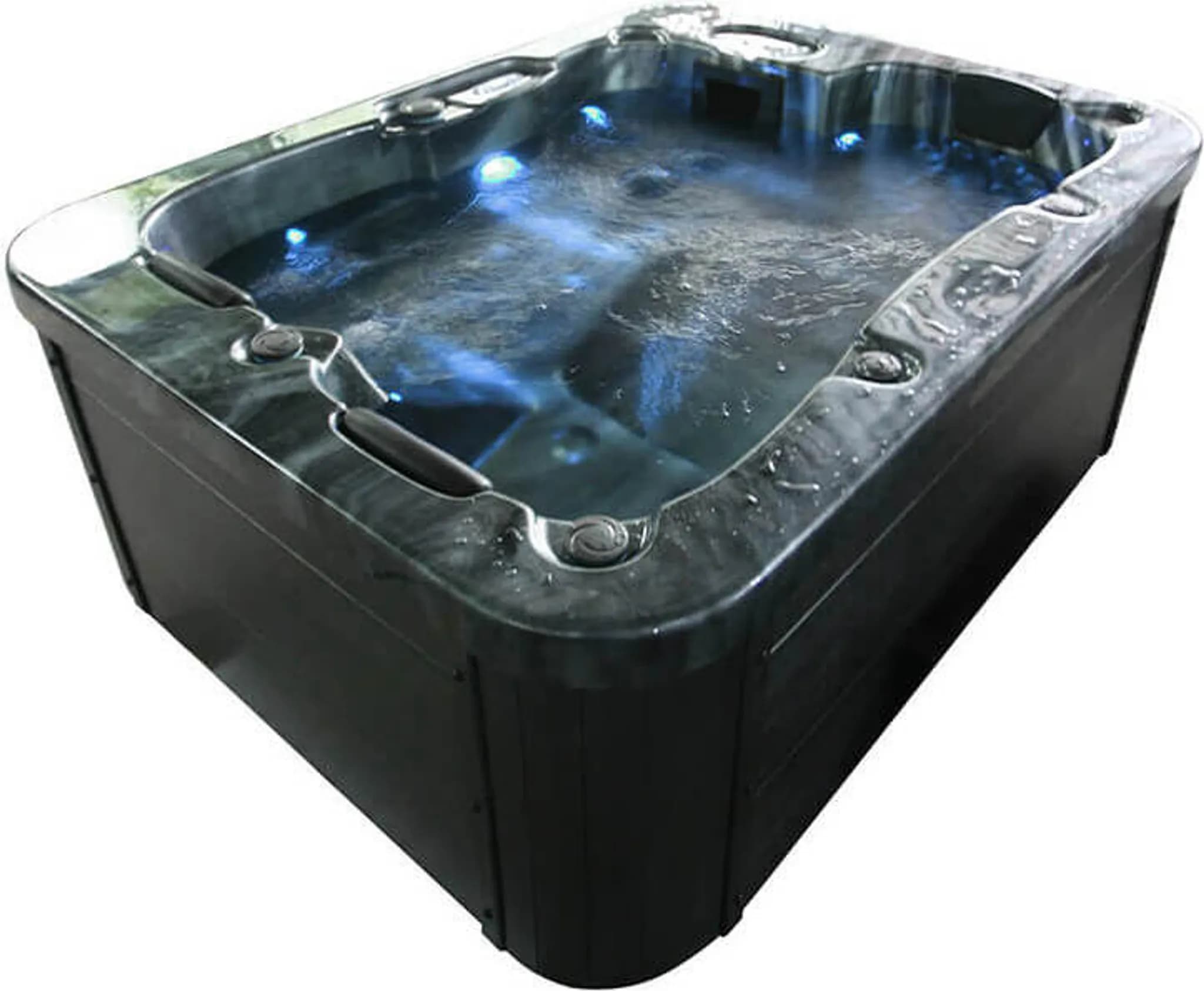 HOME DELUXE - Outdoor Whirlpool - BLACK MARBLE PURE - Maße 210 x 160 x 85 cm - Inkl. Heizung, 27 Massagedüsen und 9 Lichtquellen I Außen Whirlpool Spa
