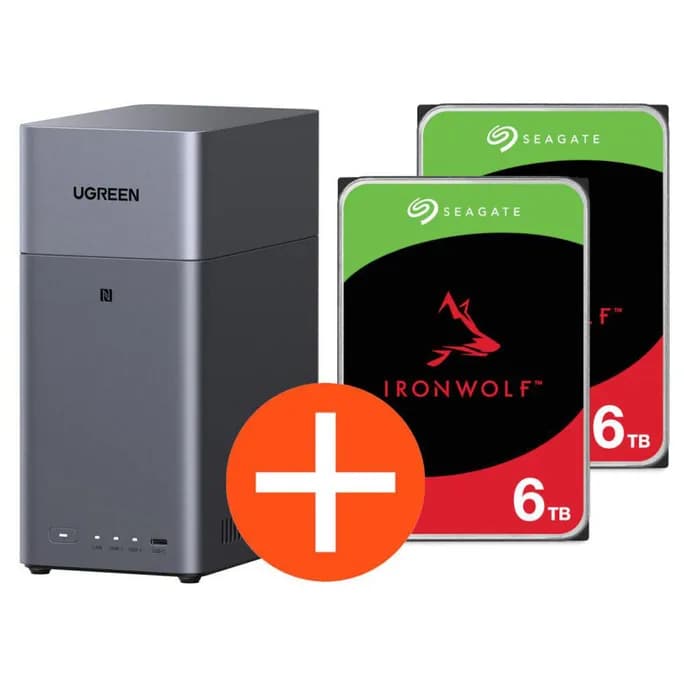 UGREEN NASync DH2300 NAS System 2-Bay 12TB inkl. 2x Seagate IronWolf ST6000VN006 6TB