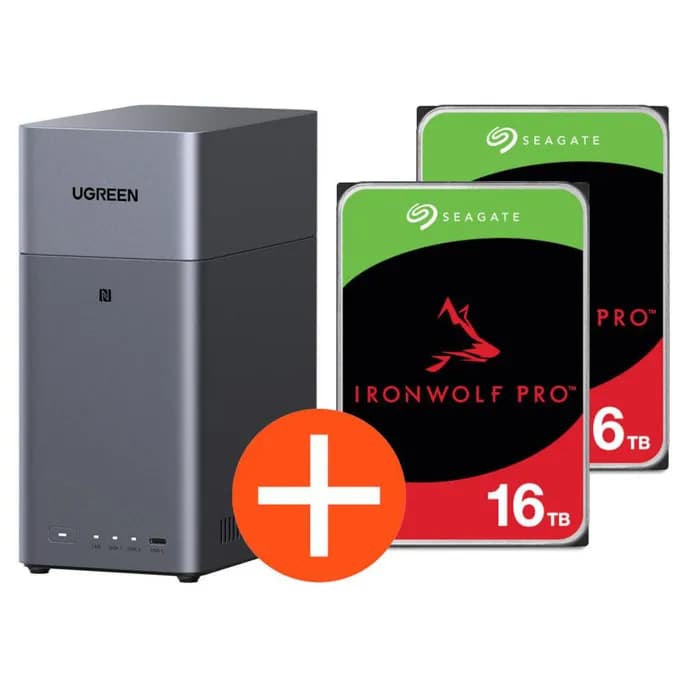 UGREEN NASync DH2300 NAS System 2-Bay 32TB inkl. 2x Seagate IronWolf ST16000NT001 16TB