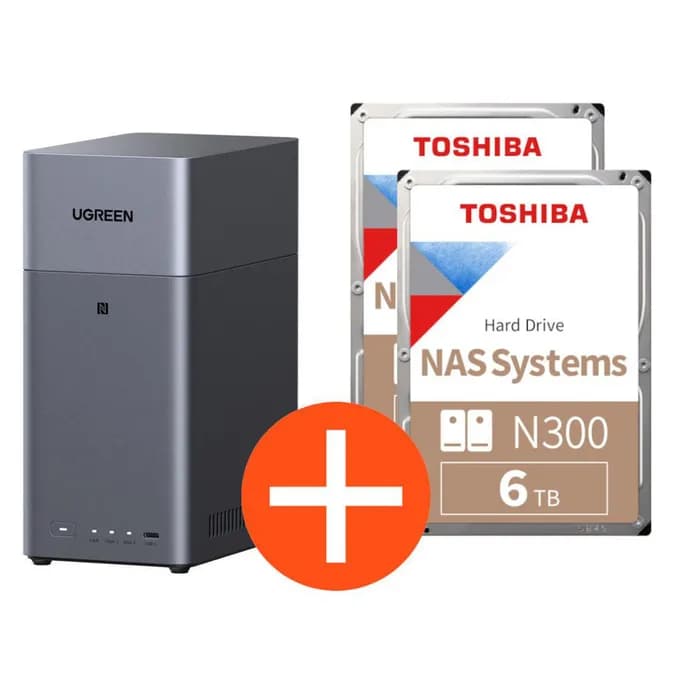 UGREEN NASync DH2300 NAS System 2-Bay 12TB inkl. 2x Toshiba NAS HDD N300 – 6TB