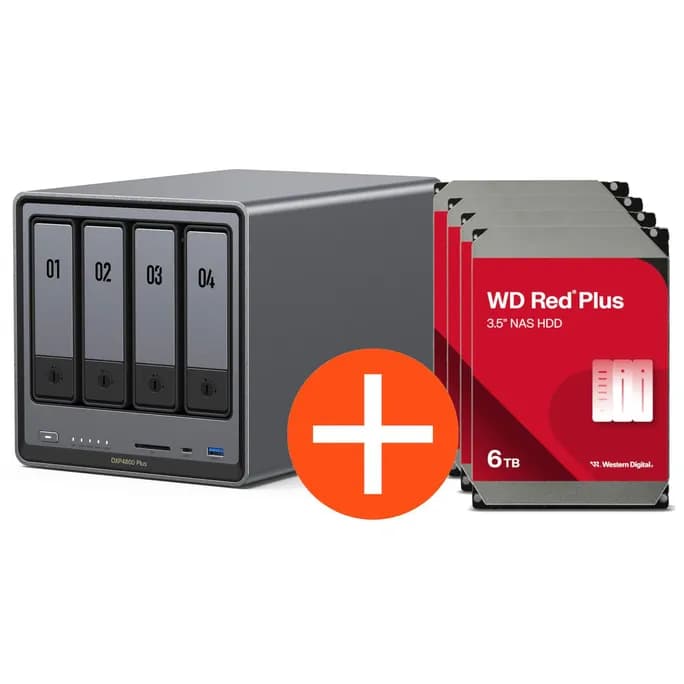 UGREEN NASync DXP4800 Plus NAS System 4-Bay 32TB inkl. 4x WD WD80EFPX NAS HDD - 8 TB