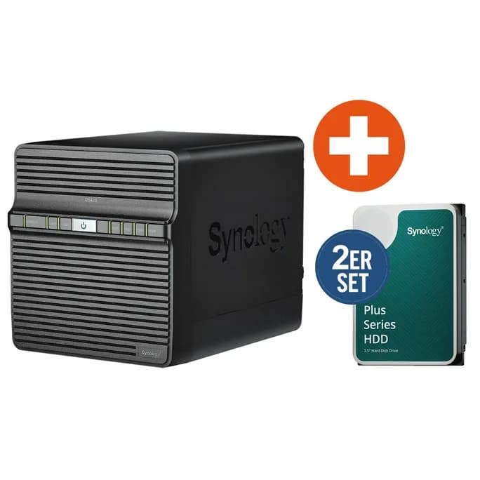 Synology DS423 NAS System 4-Bay 24 TB inkl. 2x 12 TB Synology HDD HAT3310-12T