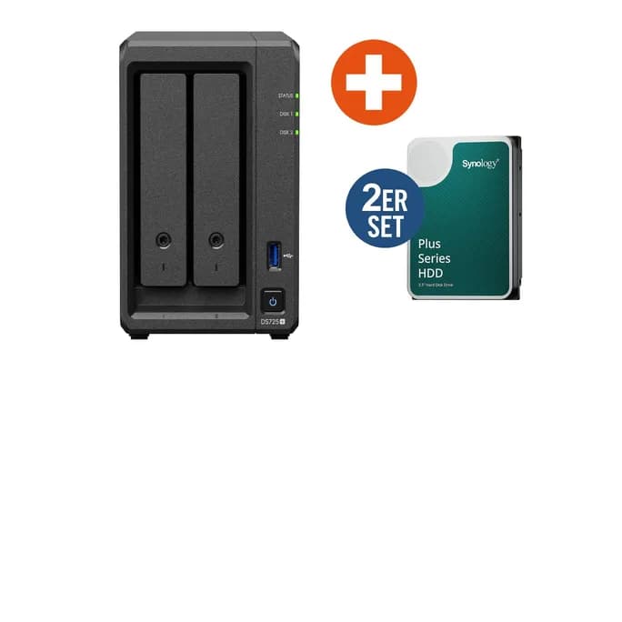 Synology Diskstation DS725+ NAS System 2-Bay 16TB inkl. 2x 8 TB Synology HDD HAT3320-8T