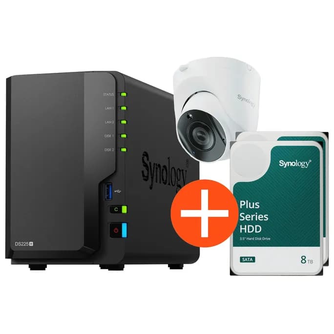 Synology Surveillance Bundle Diskstation DS225+ 2x8TB HDD + TC500 Kamera