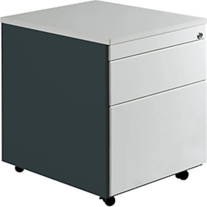 Schubladencontainer, Rollen, 579x600, 1 Schub, 1 Hängereg., anthr./lichtgrau