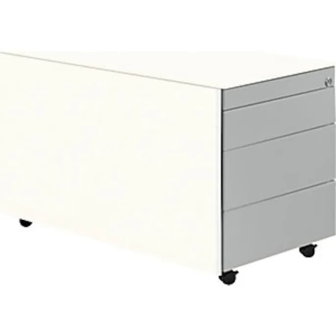 Schubladencontainer m. Rollen, 520x800, Stahlpl., 3 Schübe, weiß/alu