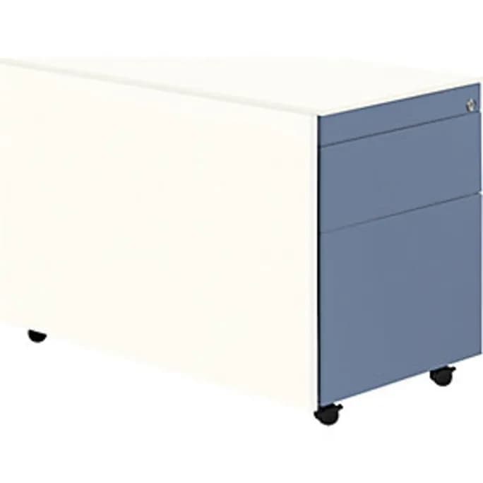 Schubladencontainer mit Rollen, 570x800, 1 Materials., 1 Hängereg., weiß/blau
