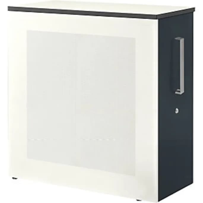 Hochauszugschrank, Thekenelement rechts stehend, H 1025 mm, weiß/anthrazitgrau