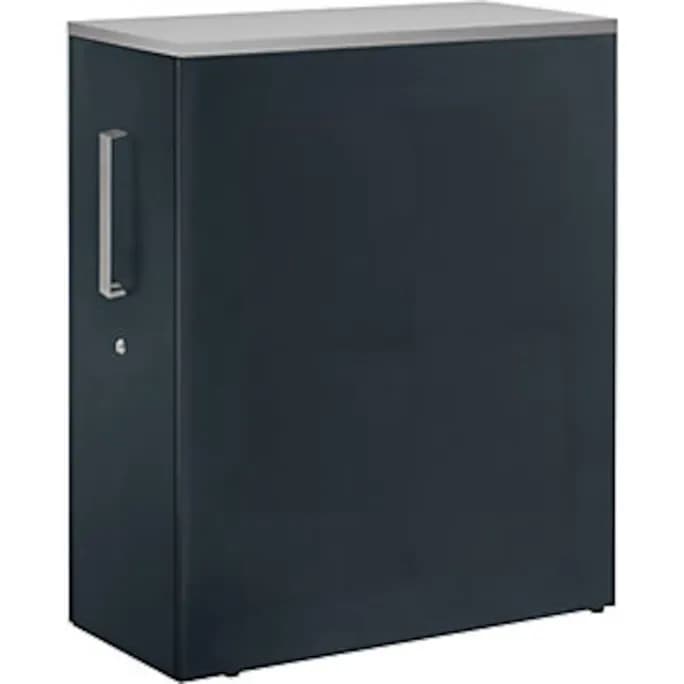 Hochauszugschrank, Thekenelement links stehend, Höhe 1250 mm, anthrazitgrau