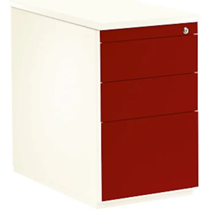 Schubladencontainer,720x800mm, 2xMaterialschub, Hängeregistratur, weiß/rot