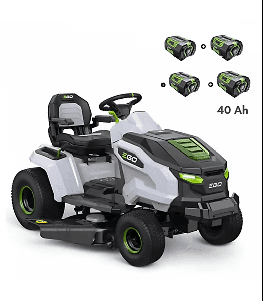 PACK Tracteur tondeuse autoportée à éjection latérale et mulching 4 batteries 10Ah et chargeur rapide - EGO TR4201E