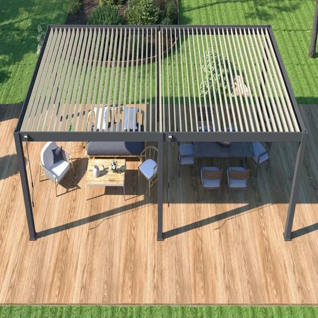 Pérgola bioclimática autoportante Ombrea VS 4x8M Antracita/Blanco
