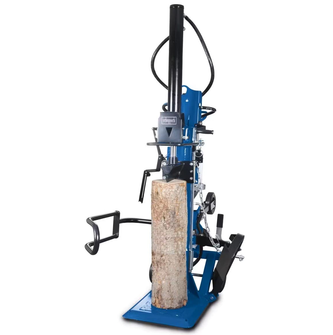 Holzspalter stehend HL2550GM Scheppach - 400V | 5100W | 25 Tonnen | Motor & Gelenkwelle | 110cm Spaltgutlänge | 35cm Spaltdurchmesser | mit Stammheber