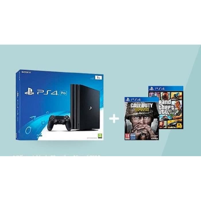 Console PS4 Pro 1 To - Sony - Call of Duty WWII - GTA V - Noir