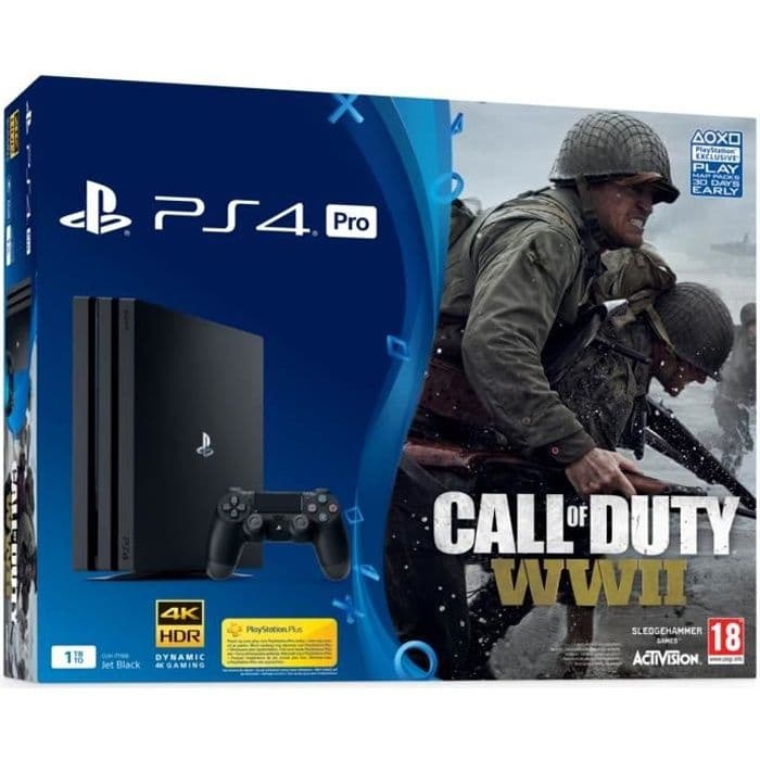 PS4 PRO 1 To + Call Of Duty : World War II + Qui es-tu? (Jeu à télécharger)