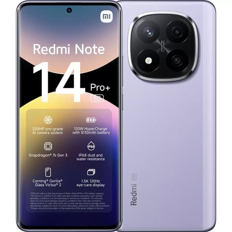 Smartphone Xiaomi Redmi Note 14 Pro+ 12GB/ 256GB/ 6.67’/ 5G/ Púrpura