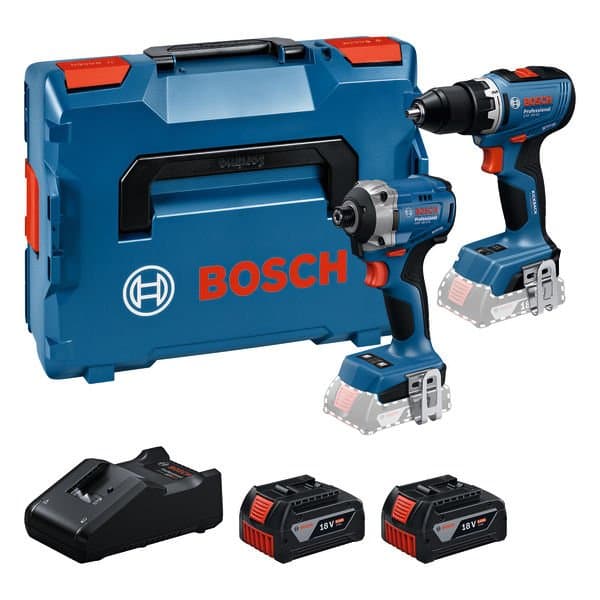 Bosch Blau Combipack 2 Maschinen GSR + GDR 2x 18V 5.0Ah und Ladegerät in L-BOXX