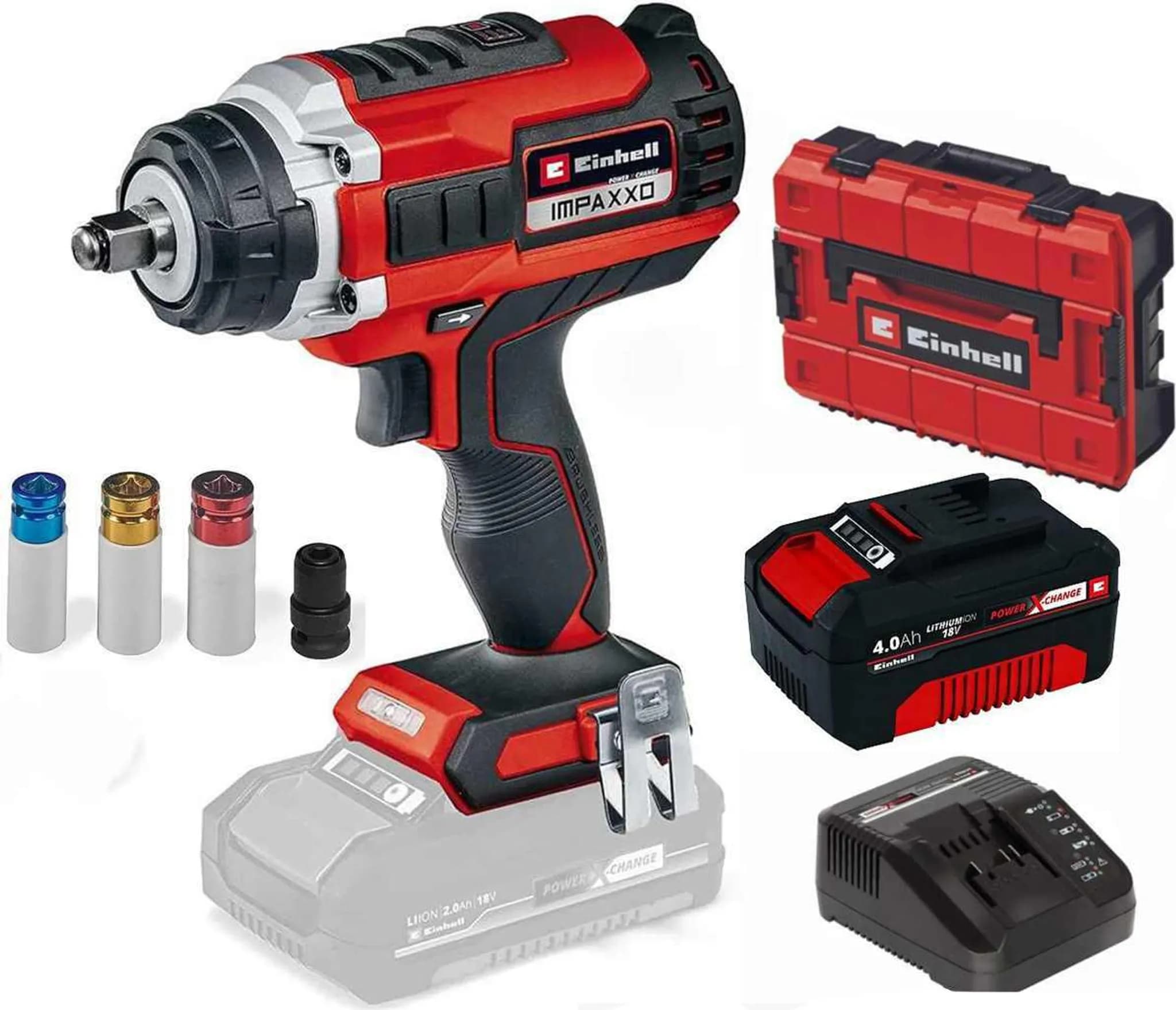 Einhell Pro Schlagschrauber IMPAXXO 18/450 Akku 4.0 Ah 18V SF-Koffer 3-Gang-Getriebe, Bürstenloser Motor