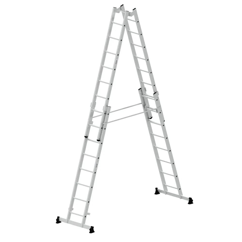 MUNK - Sprossen-Stehleiter 4-teilig mit nivello®-Traverse 4x8 Sprossen