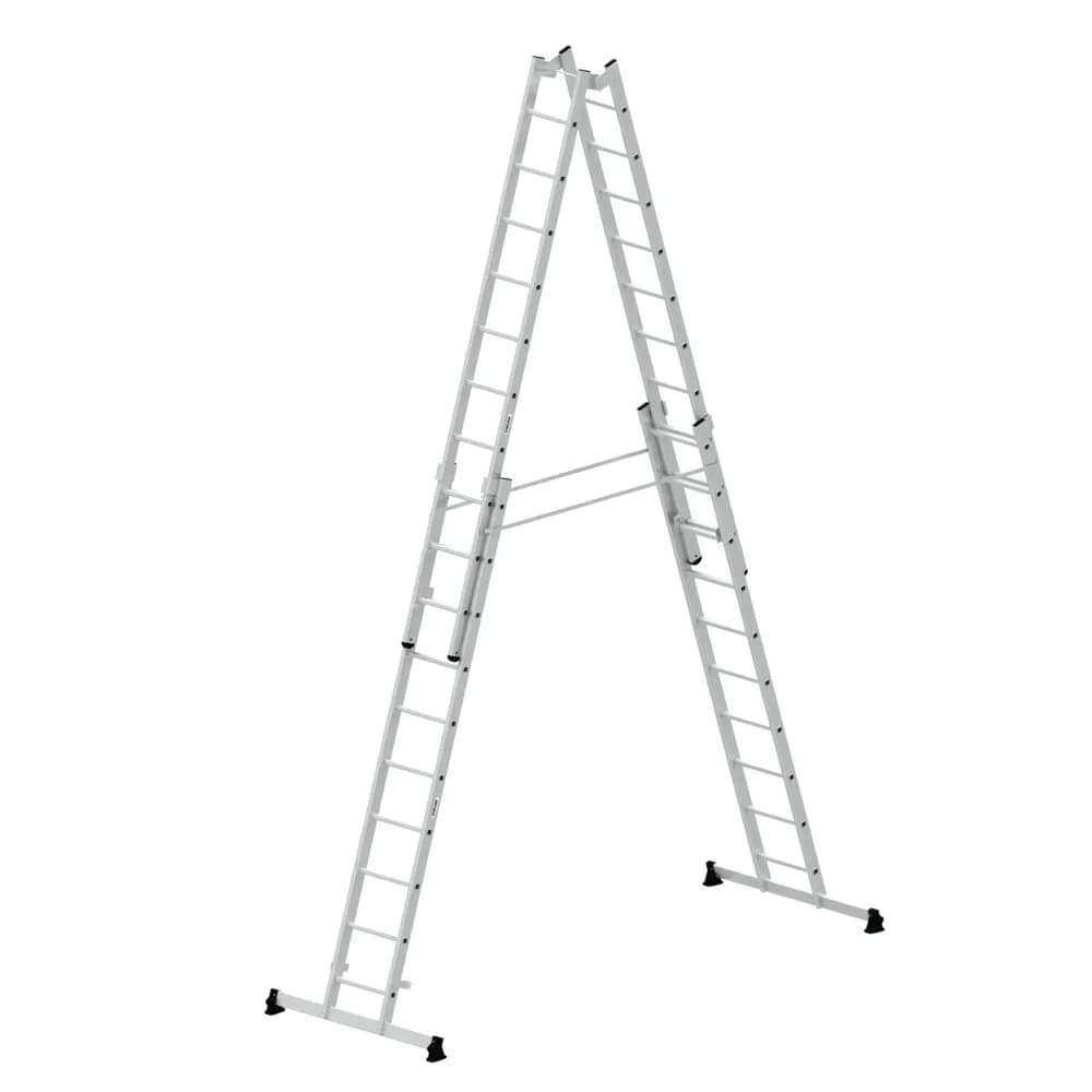 MUNK - Sprossen-Stehleiter 4-teilig mit nivello®-Traverse 4x10 Sprossen