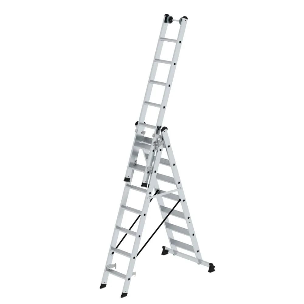 MUNK - Stufen-Mehrzweckleiter 3-teilig mit nivello®-Traverse 3x7 Stufen