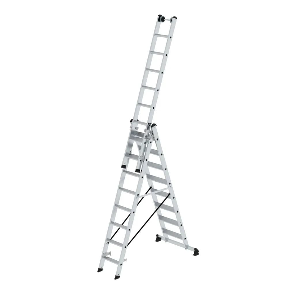MUNK - Stufen-Mehrzweckleiter 3-teilig mit nivello®-Traverse 3x8 Stufen