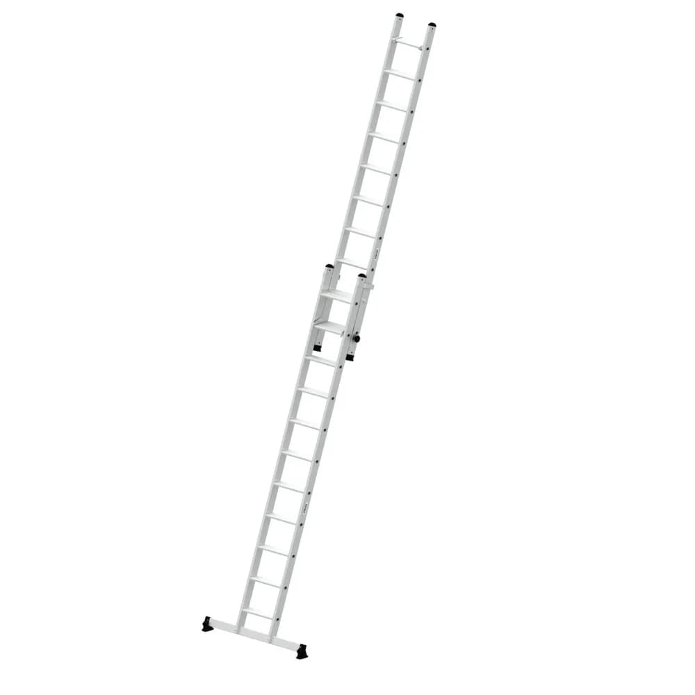 MUNK - Stufen-Schiebeleiter 2-teilig mit nivello®-Traverse 1x11 + 1x10 Stufen