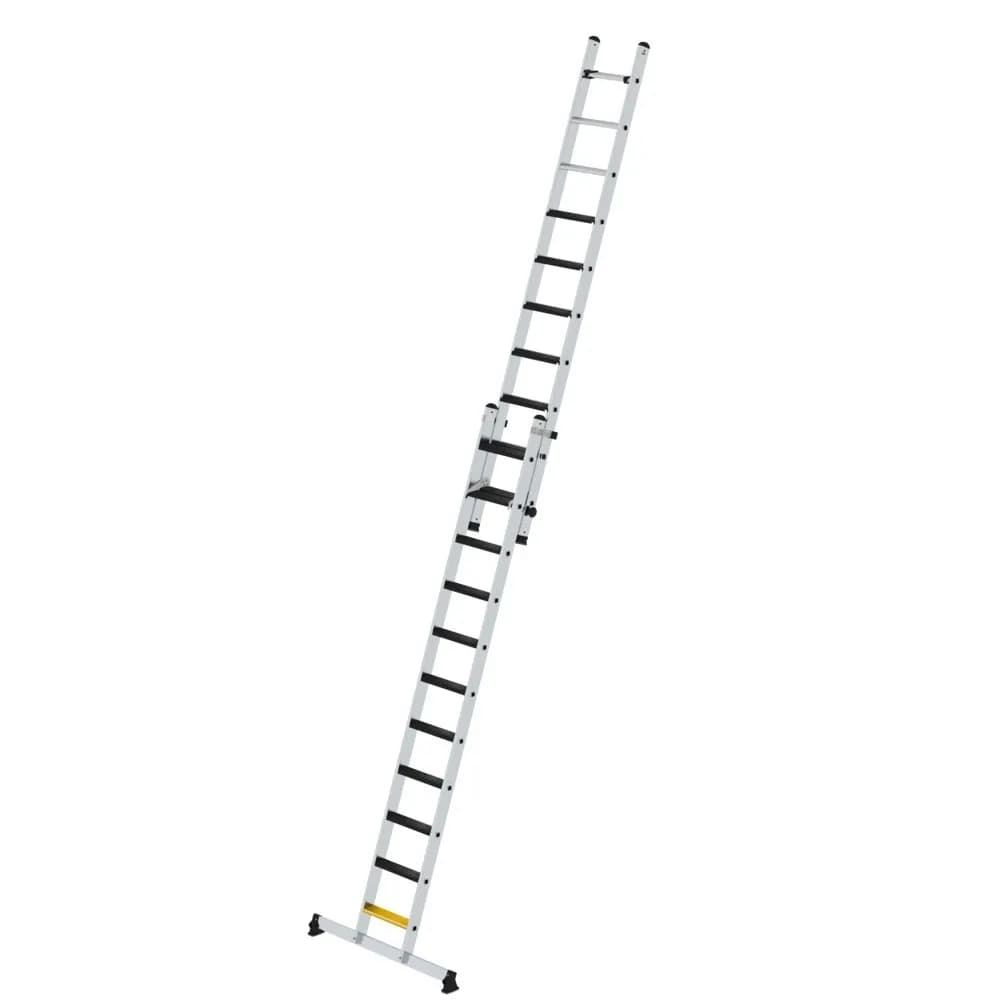 MUNK - Stufen-Schiebeleiter 2-teilig mit nivello-Traverse und clip-step R13 1x11 + 1x10