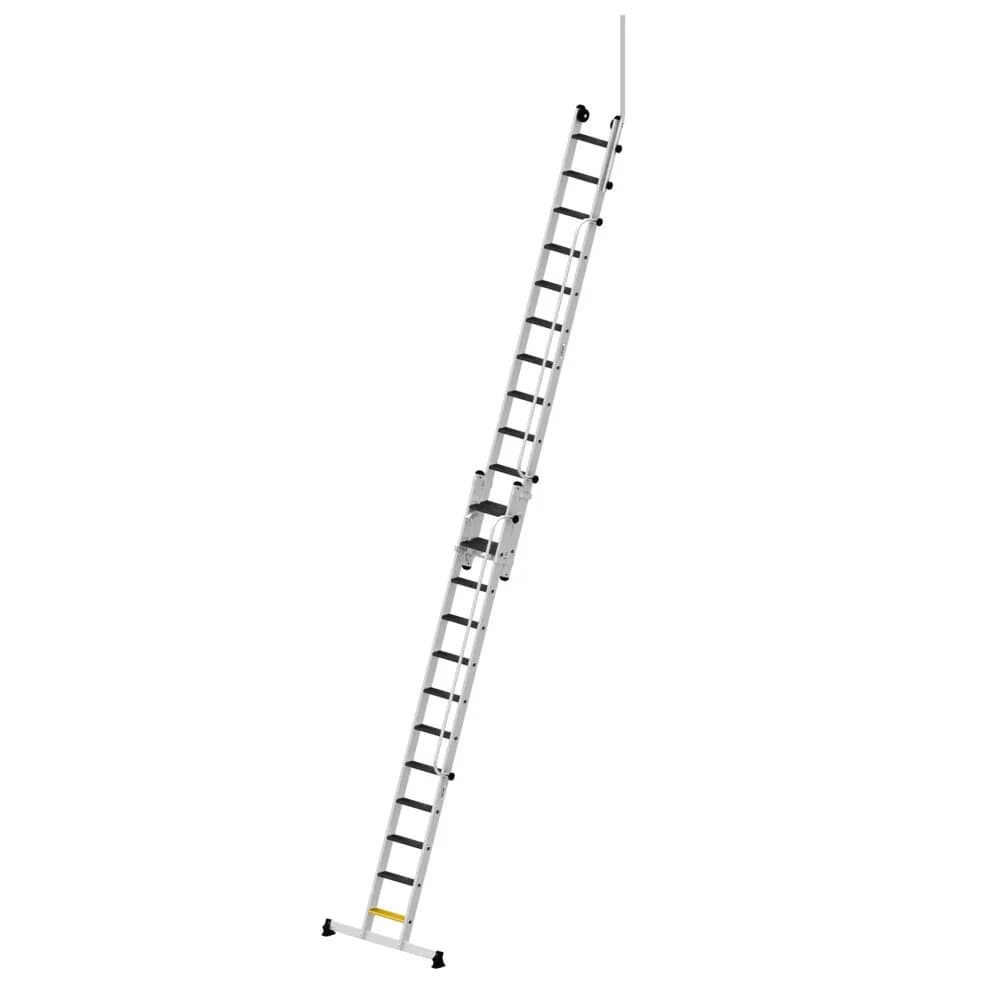 MUNK - Stufen-Seilzugleiter 2-teilig mit Handlauf und Ausstiegsholm 2x12 Stufen