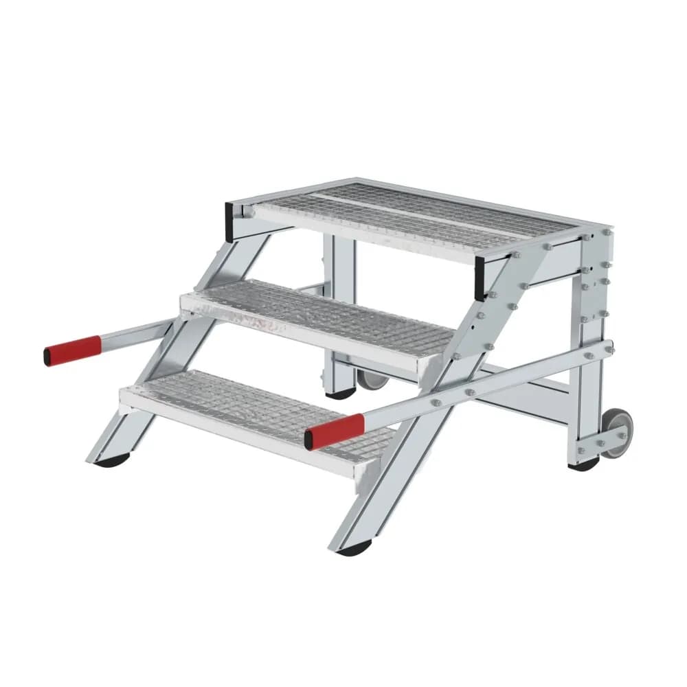 MUNK - Arbeitspodest fahrbar, Stufenbreite 800 mm, Stahl-Gitterrost 3 Stufen