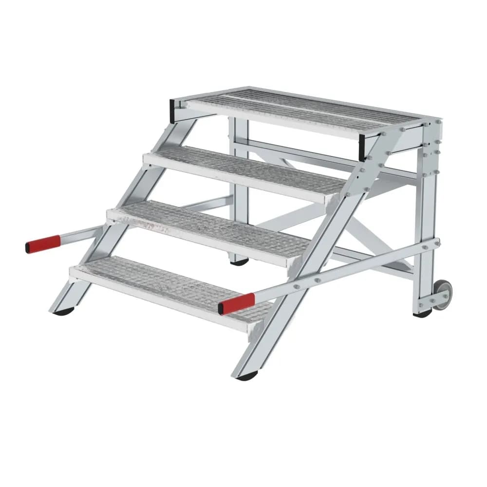 MUNK - Arbeitspodest fahrbar, Stufenbreite 1000 mm, Stahl-Gitterrost 4 Stufen
