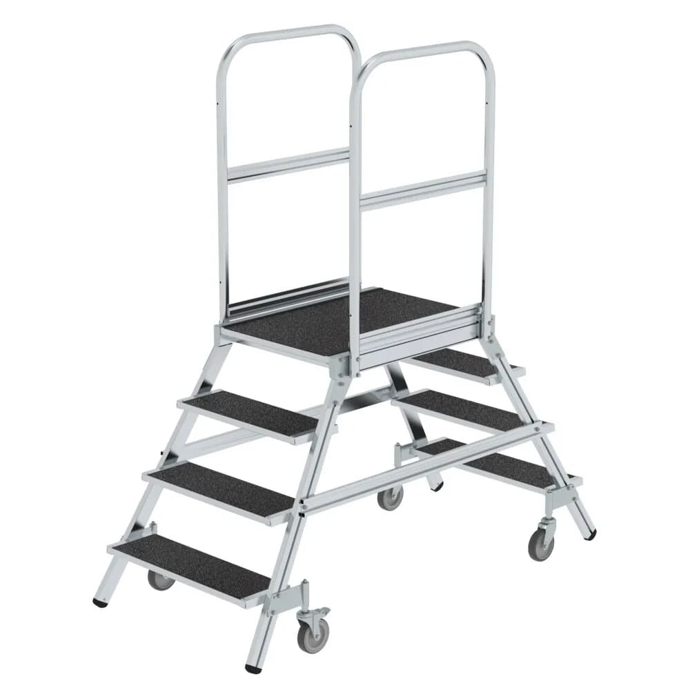 MUNK - Podesttreppe beids. begehbar mit Federrolle Korundbeschichtung R13 4 Stufen
