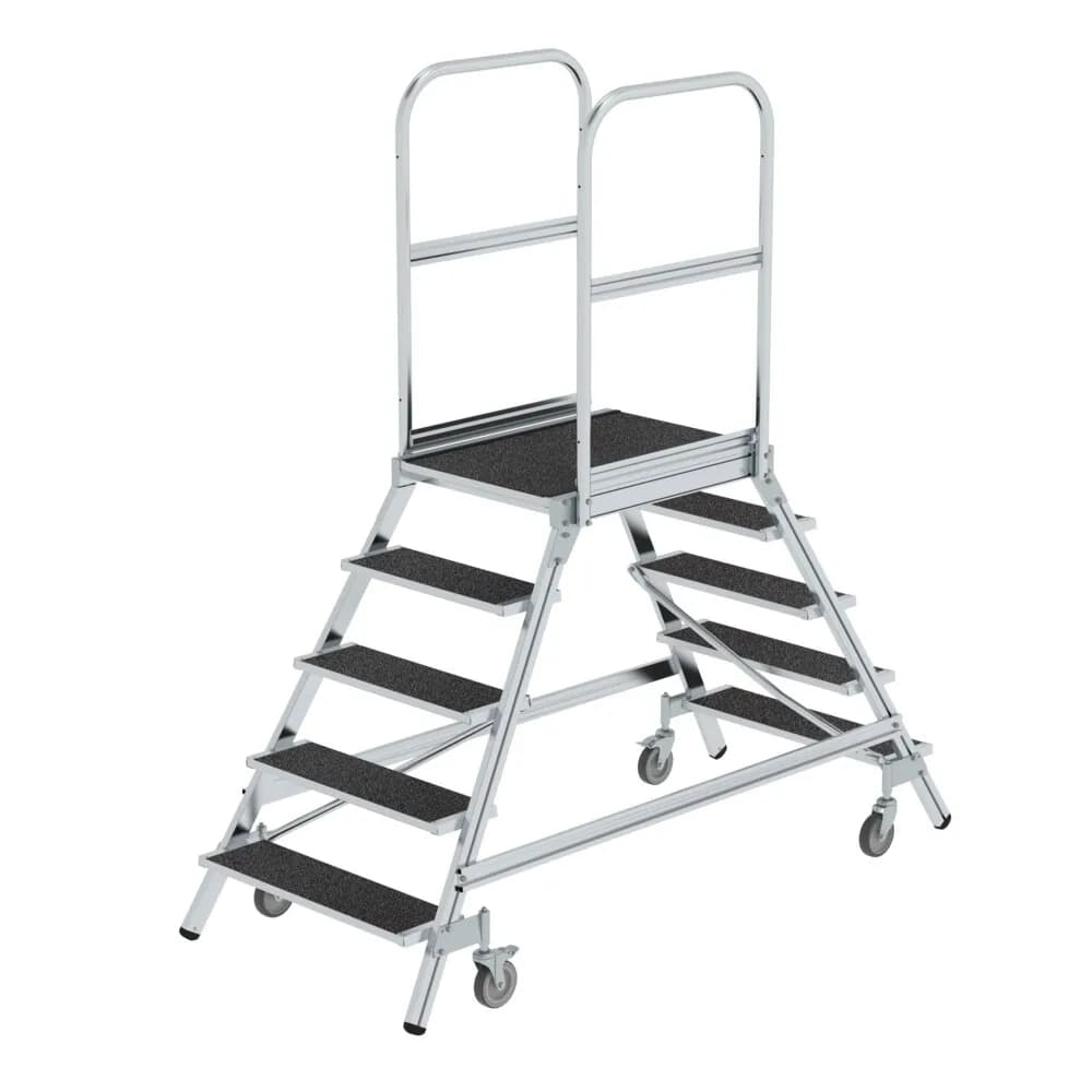 MUNK - Podesttreppe beids. begehbar mit Federrolle Korundbeschichtung R13 5 Stufen