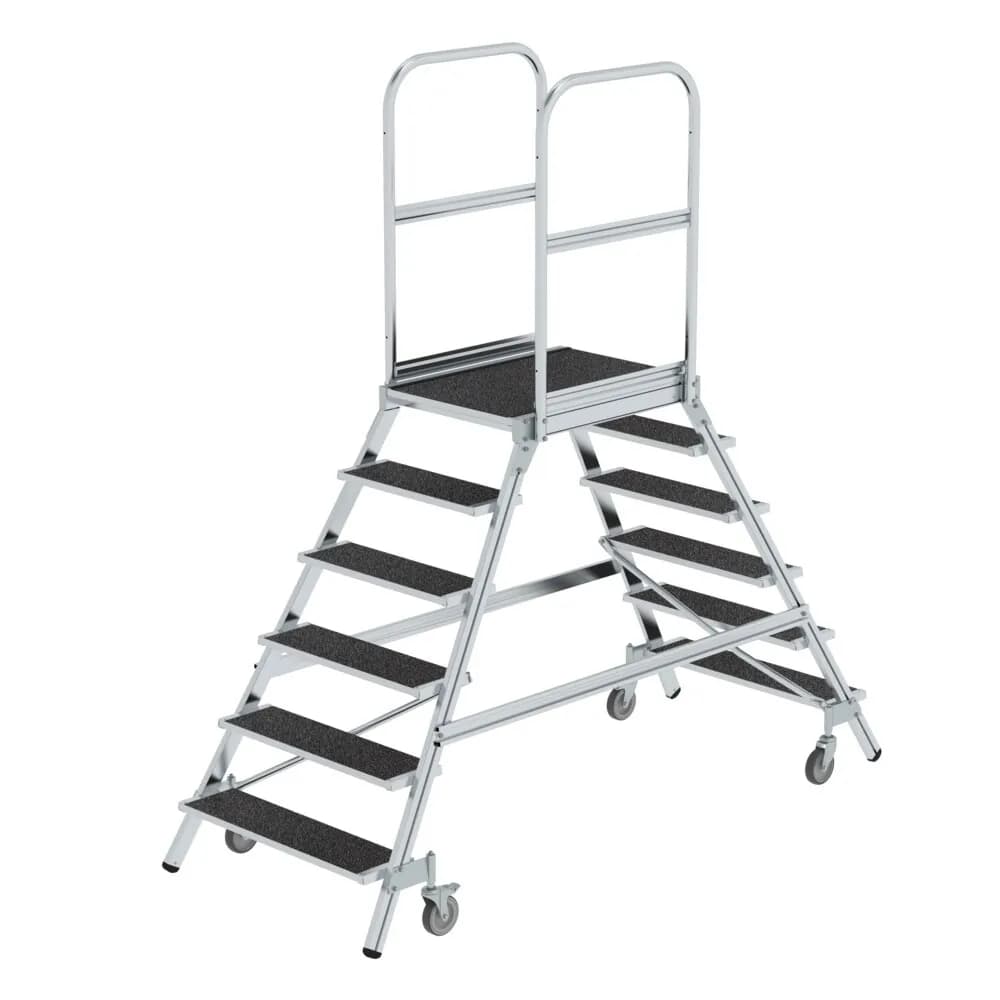MUNK - Podesttreppe beids. begehbar mit Federrolle Korundbeschichtung R13 6 Stufen