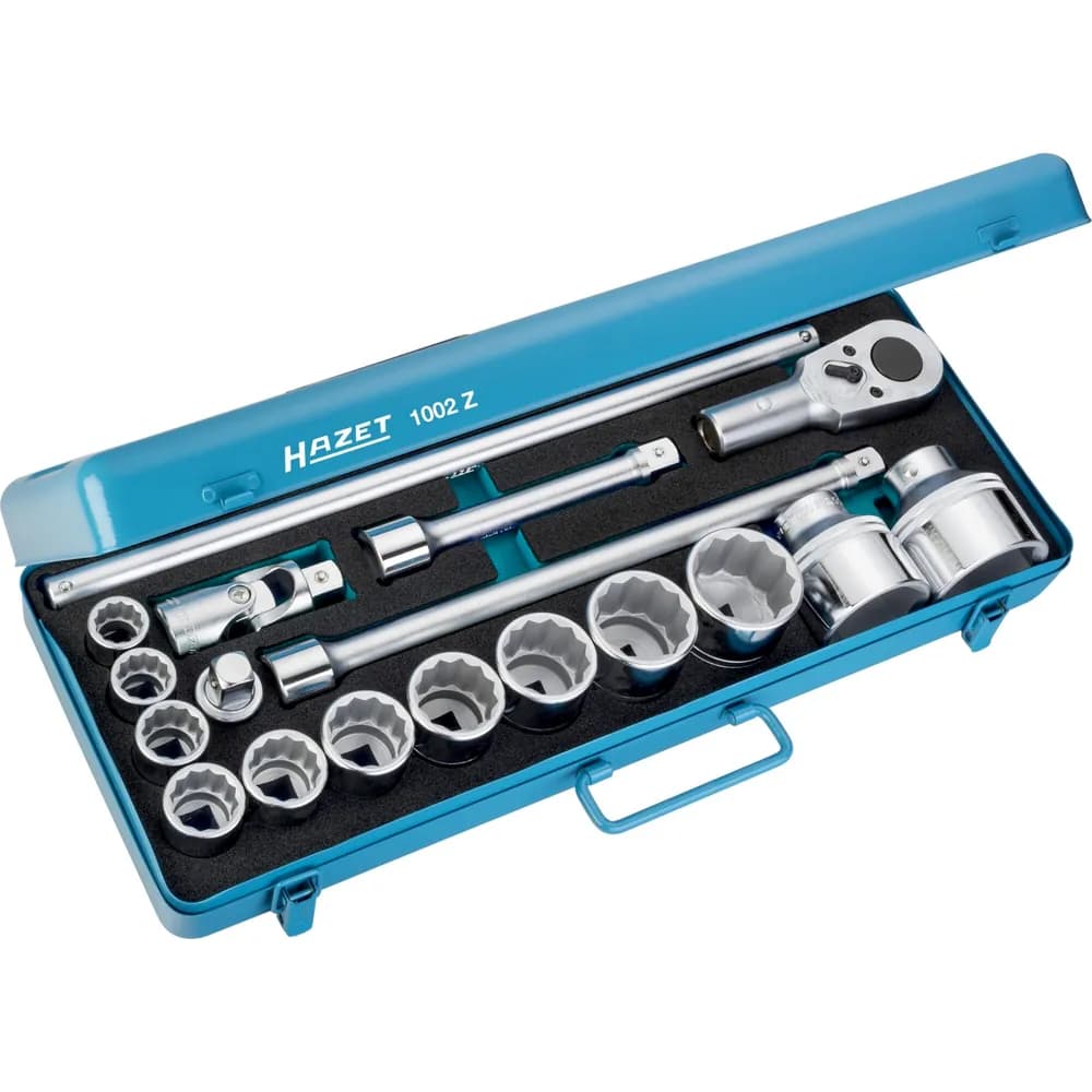 HAZET - Steckschlüssel Satz 1002Z ∙ 3/4 Zoll (20 mm) Vierkant hohl ∙ Außen Sechskant-Tractionsprofil ∙ 18-teilig ∙ 22 – 60