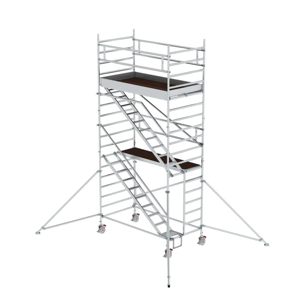 MUNK - Rollgerüst 1,35 x 2,45 m mit Schrägaufstiegen & Ausleger Plattformhöhe 4,47 m
