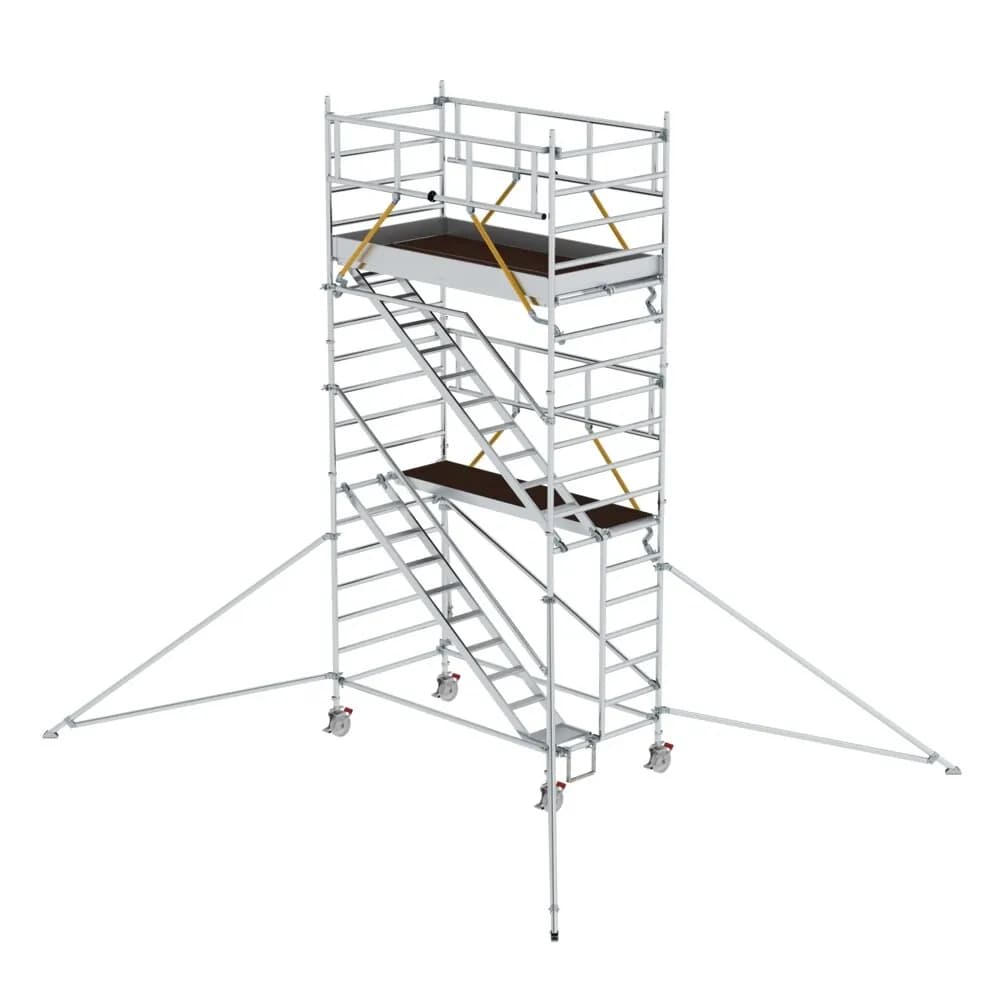 MUNK - Rollgerüst SG 1,35 x 2,45 m mit Schrägaufstiegen & Ausleger Plattformhöhe 4,47 m