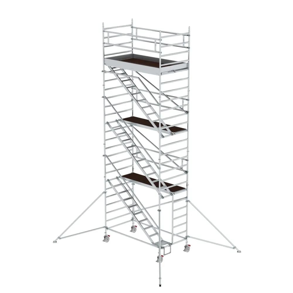 MUNK - Rollgerüst 1,35 x 2,45 m mit Schrägaufstiegen & Ausleger Plattformhöhe 6,43 m