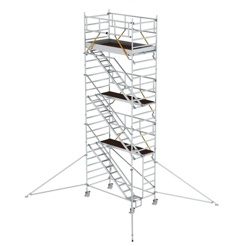 MUNK - Rollgerüst SG 1,35 x 2,45 m mit Schrägaufstiegen & Ausleger Plattformhöhe 6,43 m