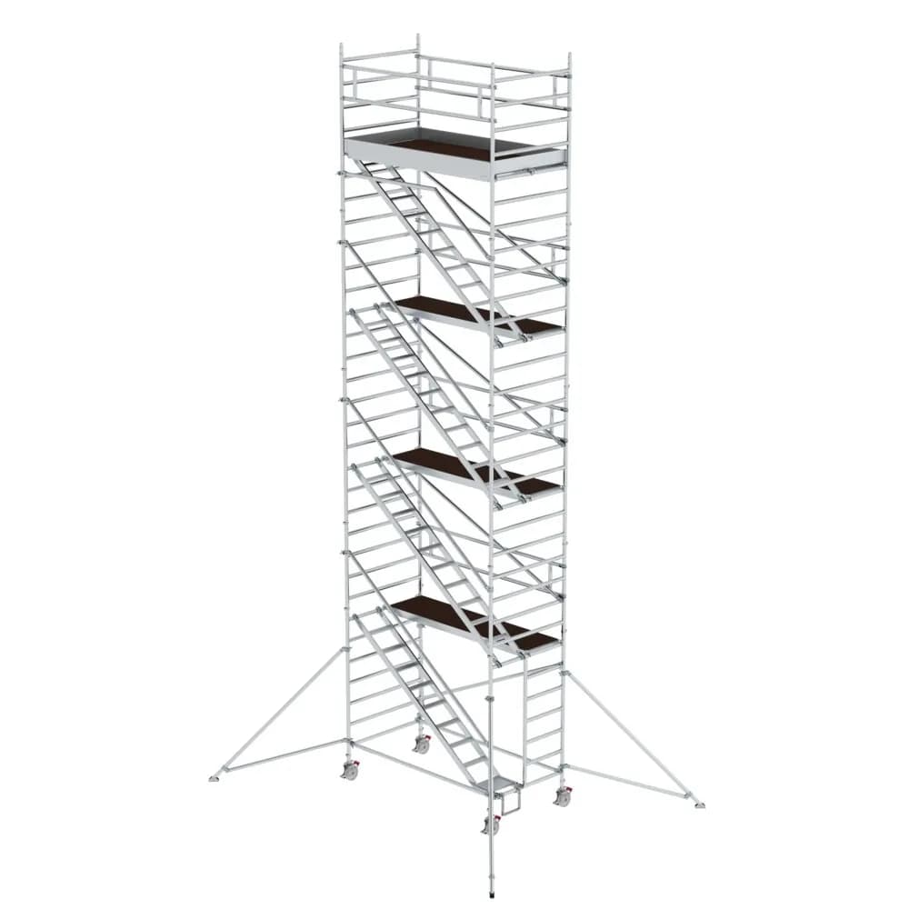 MUNK - Rollgerüst 1,35 x 2,45 m mit Schrägaufstiegen & Ausleger Plattformhöhe 8,39 m