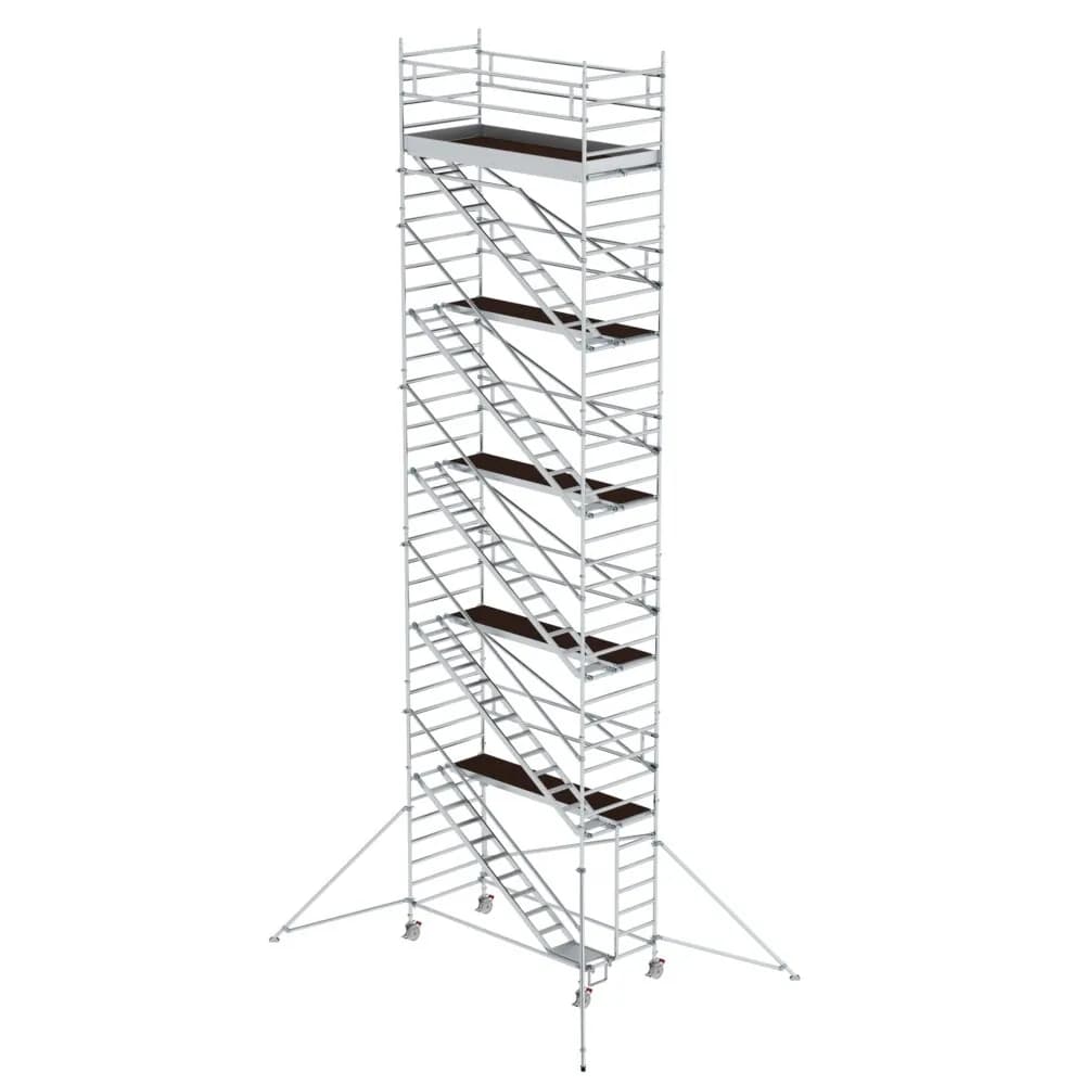 MUNK - Rollgerüst 1,35 x 3,0 m mit Schrägaufstiegen & Ausleger Plattformhöhe 10,35 m