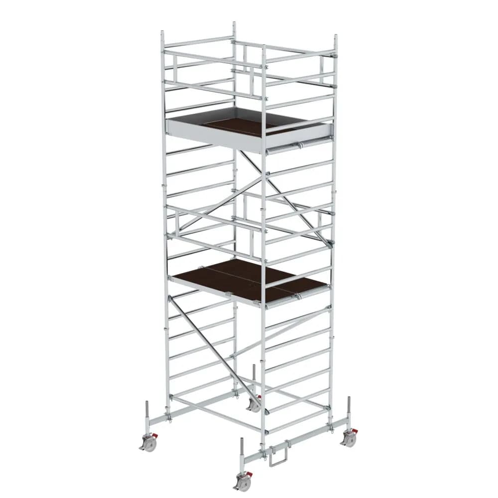 MUNK - Rollgerüst 1,35 x 1,80 m mit Fahrbalken & Doppel-Plattform Plattformhöhe 4,66 m