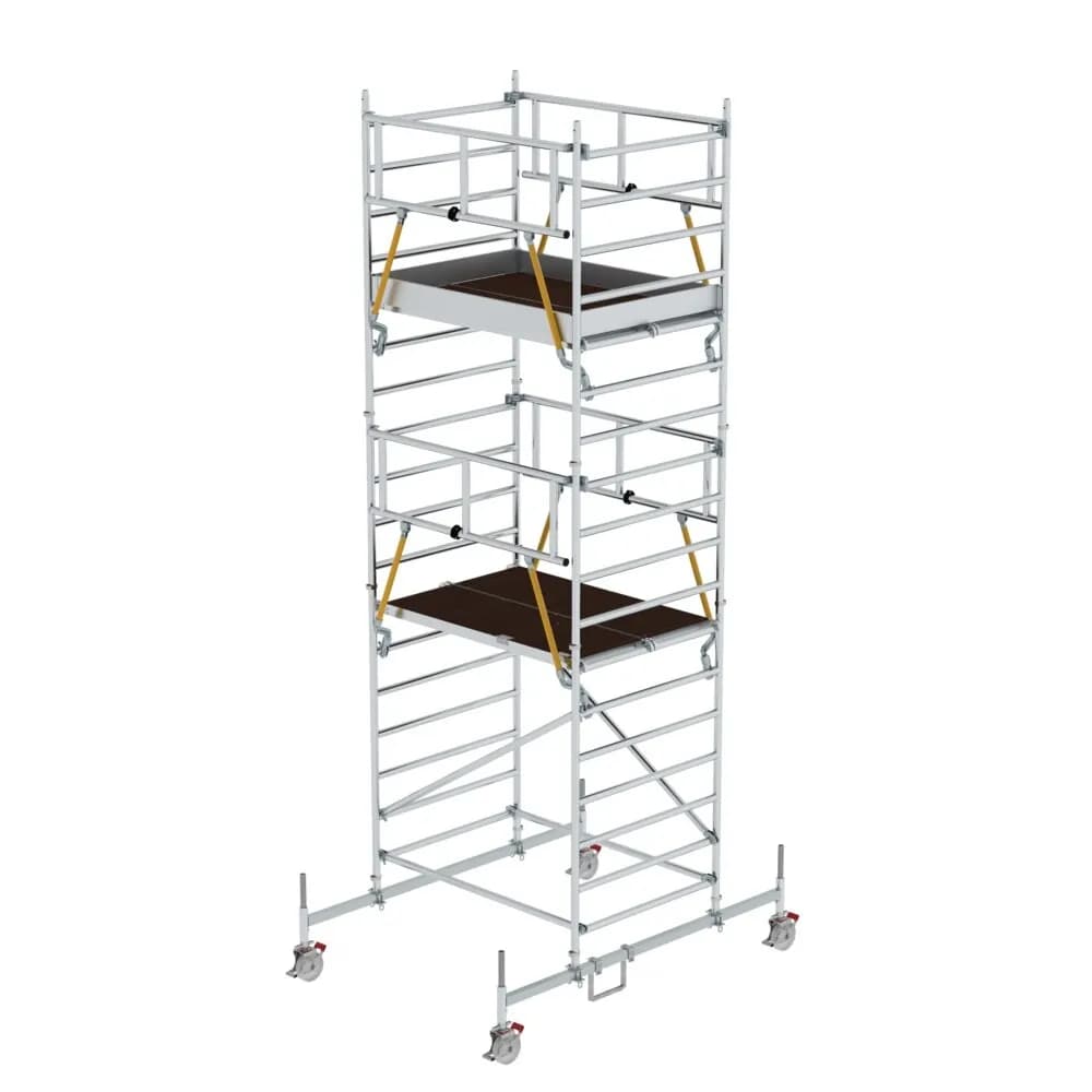 MUNK - Rollgerüst SG 1,35 x 1,80 m mit Fahrbalken & Doppel-Plattform Plattformhöhe 4,66