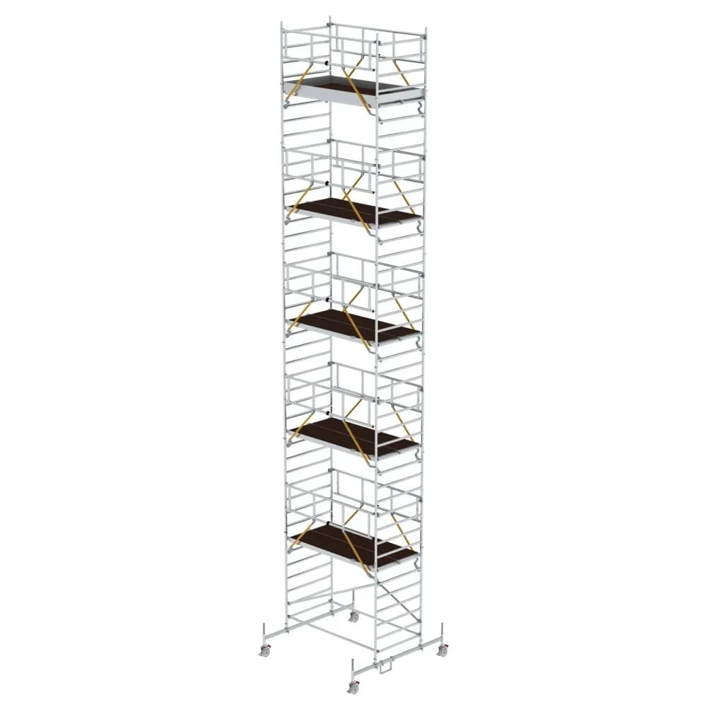 MUNK - Rollgerüst SG 1,35 x 2,45 m mit Fahrbalken & Doppel-Plattform Plattformhöhe 11,6