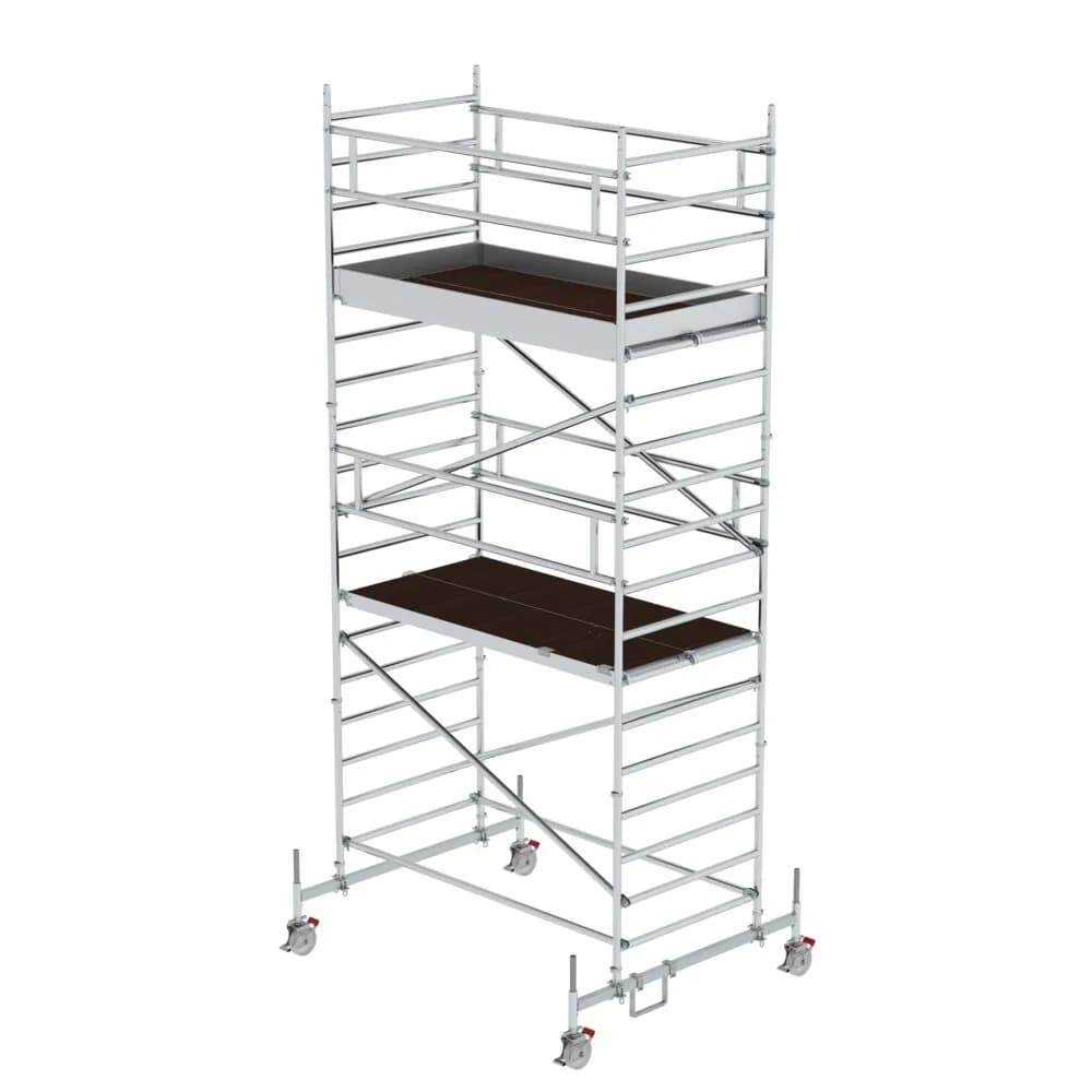 MUNK - Rollgerüst 1,35 x 2,45 m mit Fahrbalken & Doppel-Plattform Plattformhöhe 4,66 m