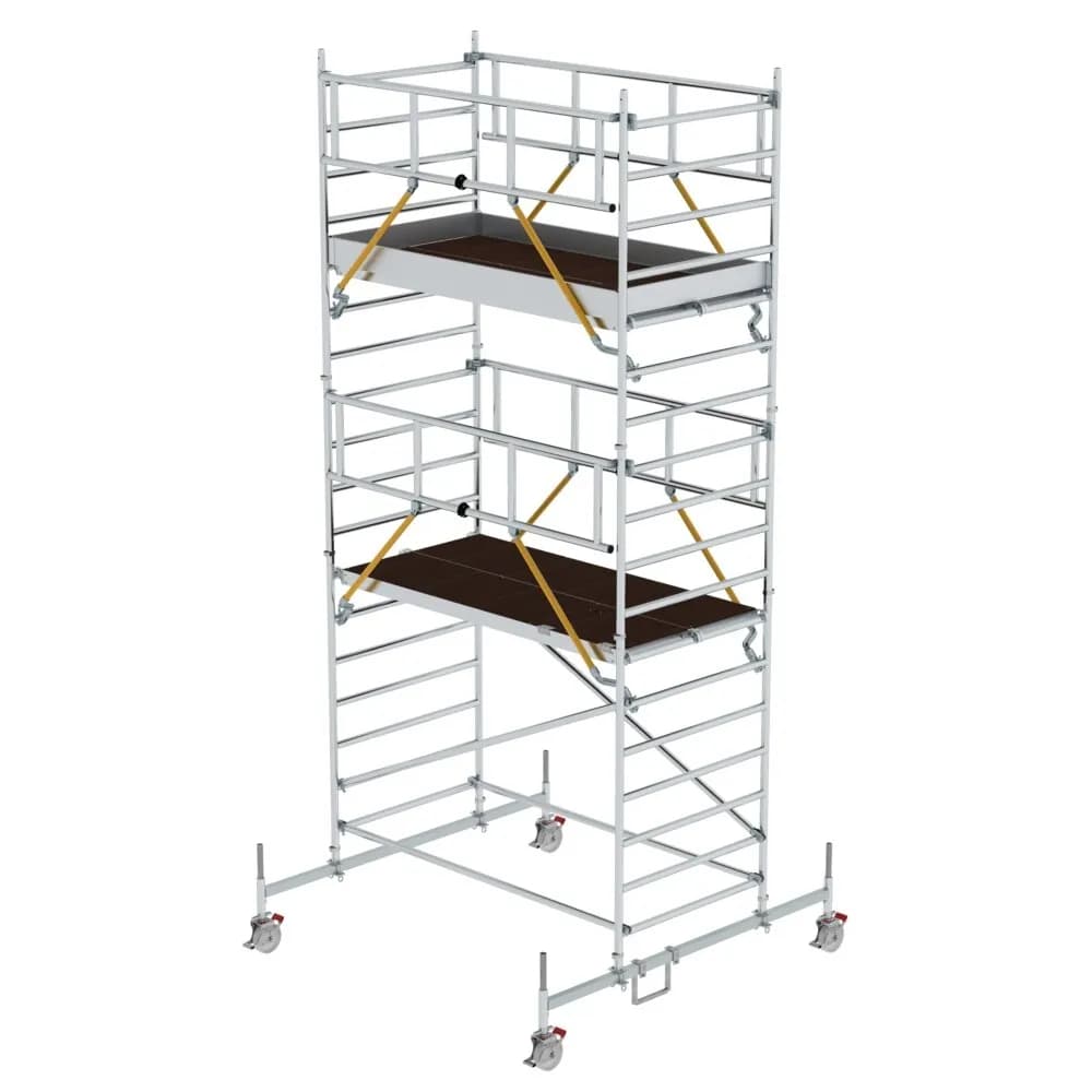 MUNK - Rollgerüst SG 1,35 x 2,45 m mit Fahrbalken & Doppel-Plattform Plattformhöhe 4,66