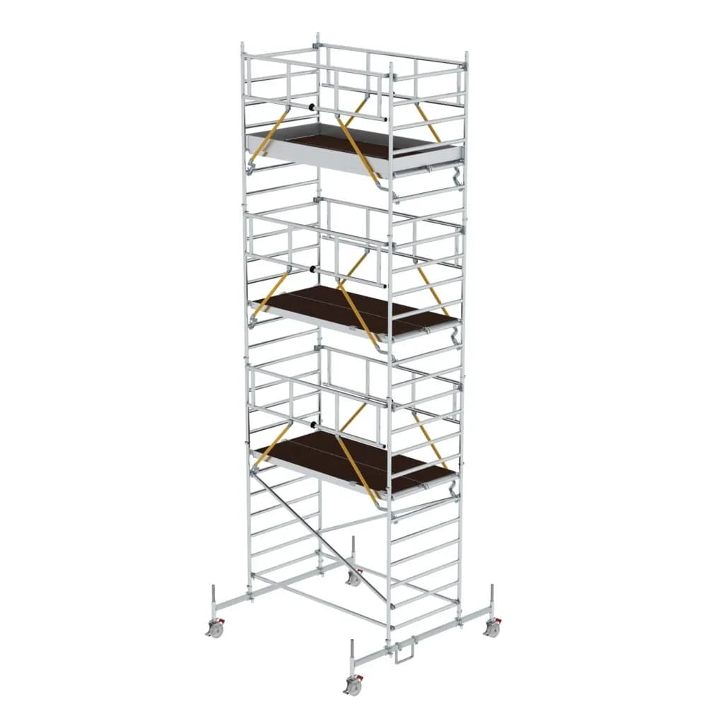 MUNK - Rollgerüst SG 1,35 x 2,45 m mit Fahrbalken & Doppel-Plattform Plattformhöhe 6,62
