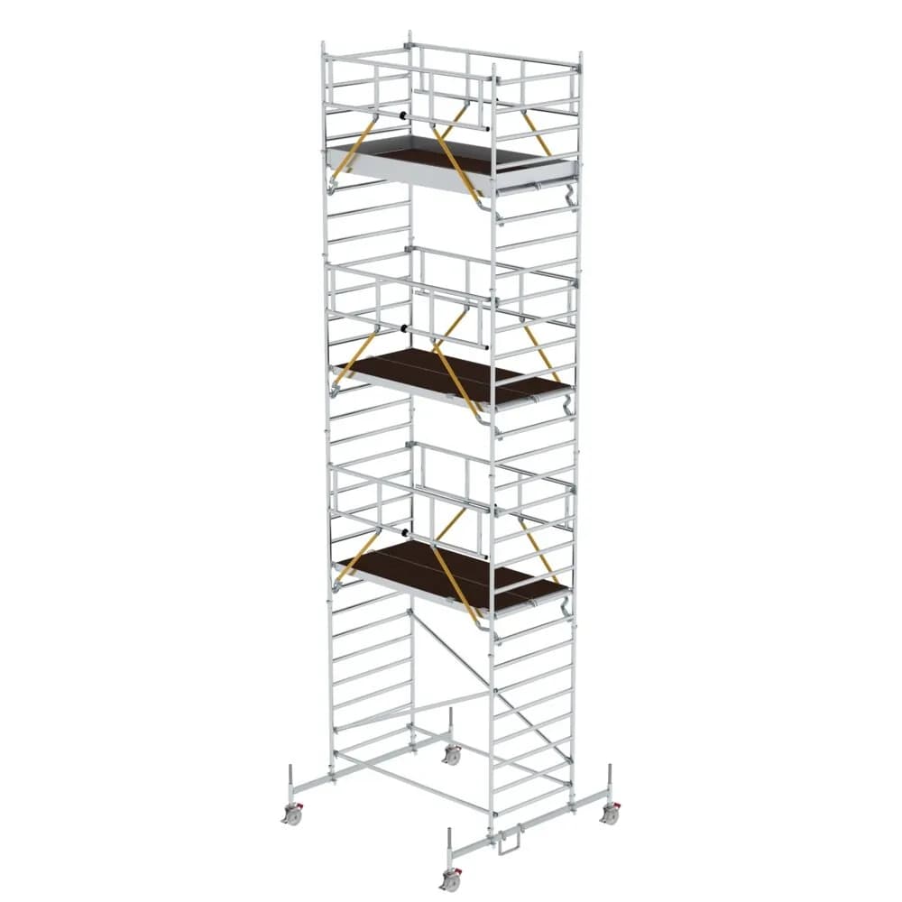MUNK - Rollgerüst SG 1,35 x 2,45 m mit Fahrbalken & Doppel-Plattform Plattformhöhe 7,74